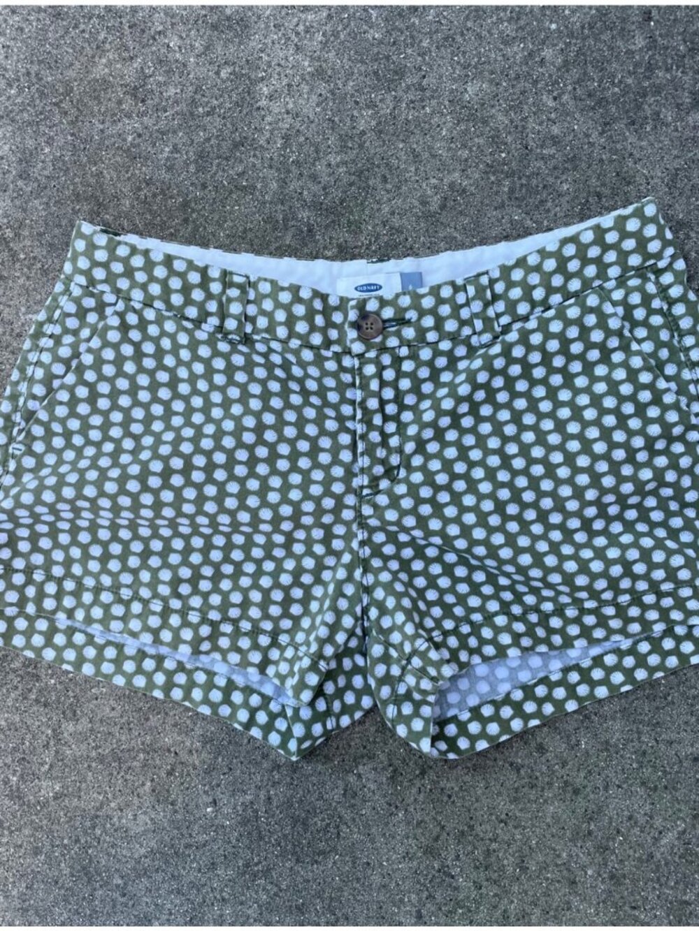 Vintage Style Old Navy Cotton Shorts Green Shells Sz 6 Indie Y2K 2010s Coastal